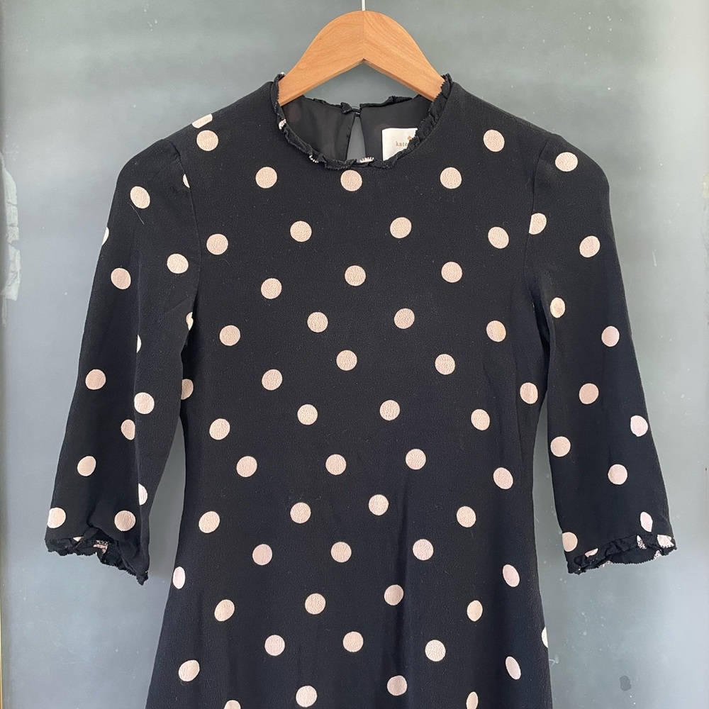 Kate Spade New York Black Pink Polka Dot Mini Dress Size 00 - Picture 4 of 6